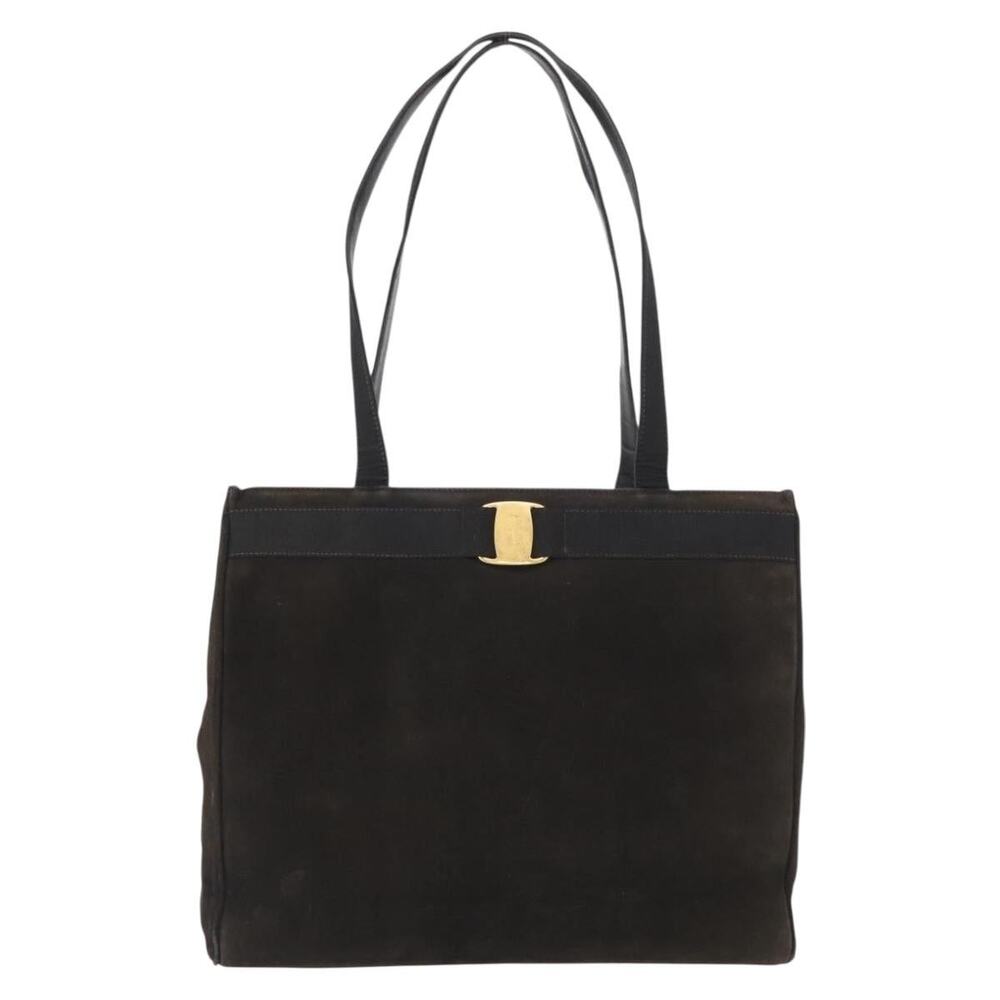 Salvatore Ferragamo Suede Tote Bag Black